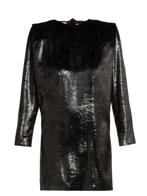 Matchesfashion.com Dundas - Velvet And Lurex Open Back Mini Dress - Womens - Black