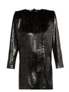 Matchesfashion.com Dundas - Velvet And Lurex Open Back Mini Dress - Womens - Black