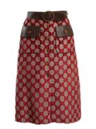Matchesfashion.com Gucci - Logo Jacquard A Line Skirt - Womens - Burgundy Multi