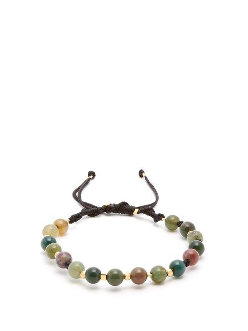 Matchesfashion.com Black Dakini - Moss Agate And Gold Vermeil Bracelet - Mens - Khaki