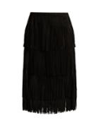 Pleats Please Issey Miyake Tiered-fringe Pleated Midi Skirt