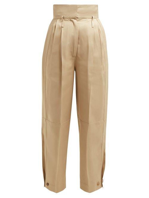 Matchesfashion.com Givenchy - Pleated Waist High Rise Twill Trousers - Womens - Beige