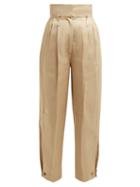 Matchesfashion.com Givenchy - Pleated Waist High Rise Twill Trousers - Womens - Beige
