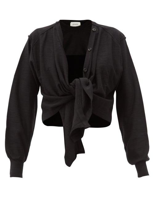 Matchesfashion.com Lemaire - Tied-overlay Merino Wool-blend Jersey Sweater - Womens - Black