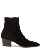 Saint Laurent - Point-toe Suede Ankle Boots - Womens - Black
