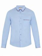 Matchesfashion.com Gucci - Duke Web Piping Cotton Shirt - Mens - Light Blue