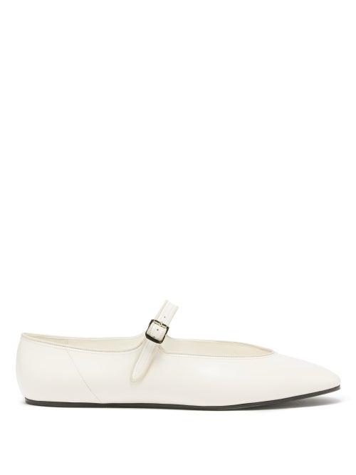 The Row - Olga Leather Mary Jane Flats - Womens - White