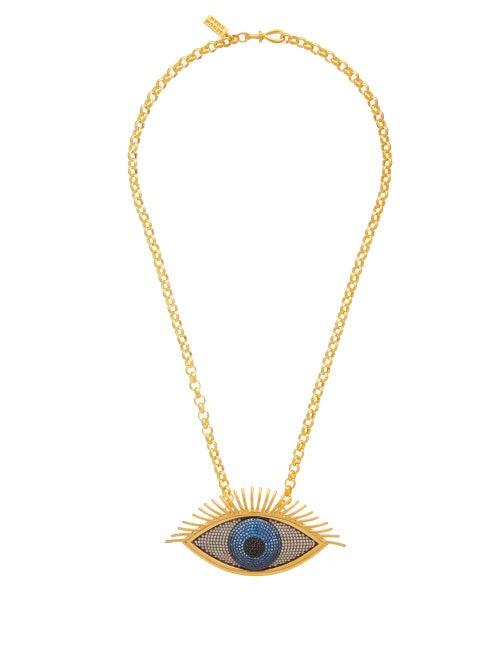 Matchesfashion.com Begum Khan - Evil Eye 24kt Gold-plated Pendant Necklace - Womens - Gold