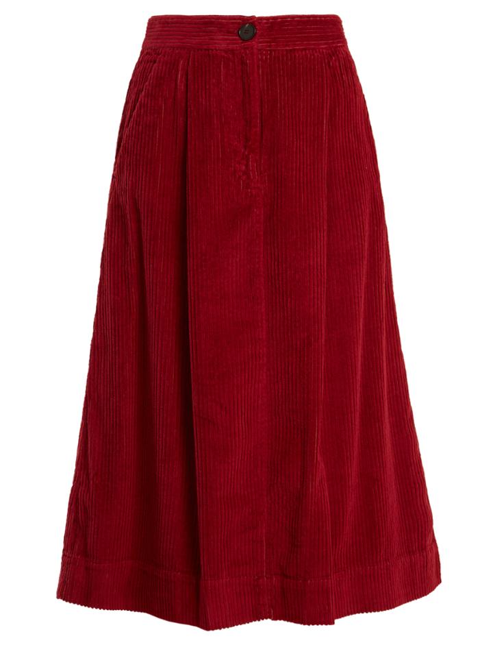 Masscob A-line Cotton-blend Corduroy Midi Skirt