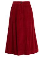 Masscob A-line Cotton-blend Corduroy Midi Skirt