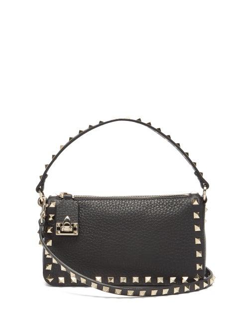 Valentino Garavani - Rockstud Grained-leather Shoulder Bag - Womens - Black