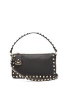 Valentino Garavani - Rockstud Grained-leather Shoulder Bag - Womens - Black