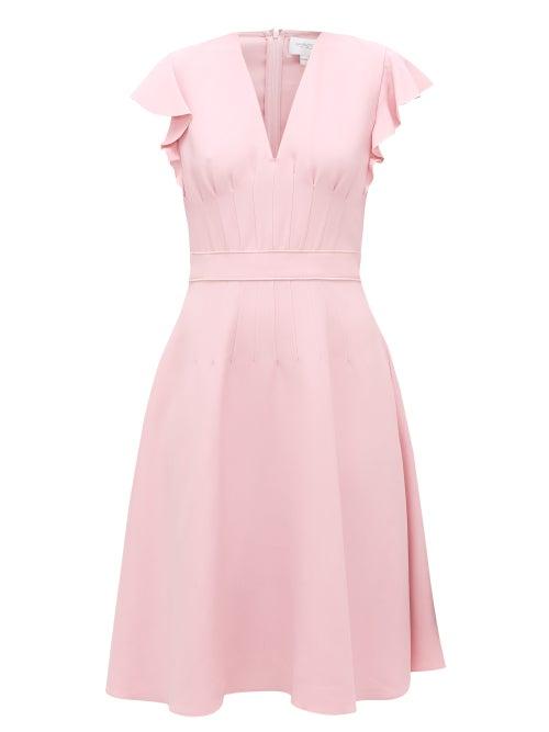 Matchesfashion.com Giambattista Valli - Flounced-sleeve Flared Crpe Midi Dress - Womens - Light Pink