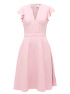 Matchesfashion.com Giambattista Valli - Flounced-sleeve Flared Crpe Midi Dress - Womens - Light Pink