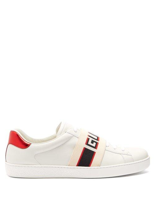 Matchesfashion.com Gucci - Ace Jacquard Stripe Leather Trainers - Mens - White Multi
