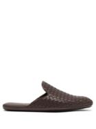Matchesfashion.com Bottega Veneta - Intrecciato Backless Leather Slipper Shoes - Mens - Brown