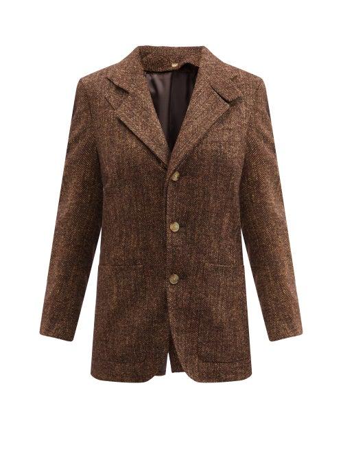Umit Benan B+ - Double-lapel Herringbone Jacket - Womens - Brown
