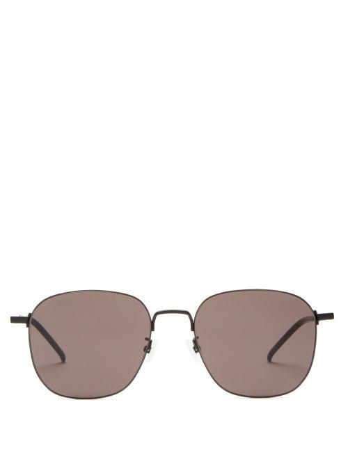 Matchesfashion.com Saint Laurent - Square Metal Sunglasses - Mens - Black