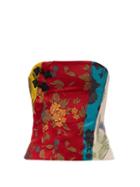 Matchesfashion.com Marques'almeida - Patchwork Upcycled Floral-brocade Corset - Womens - Red Multi