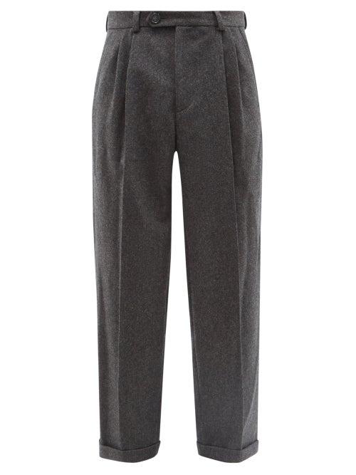 Molly Goddard - Hamish Wool-flannel Straight-leg Trousers - Mens - Dark Grey