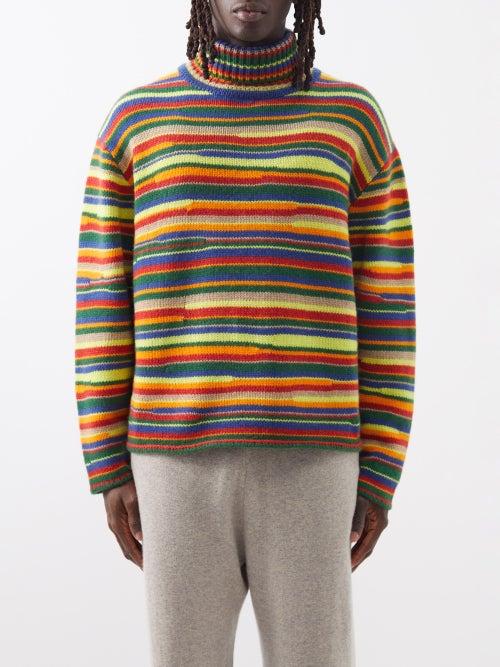 The Elder Statesman - Horizon Striped-cashmere Sweater - Mens - Brown Multi