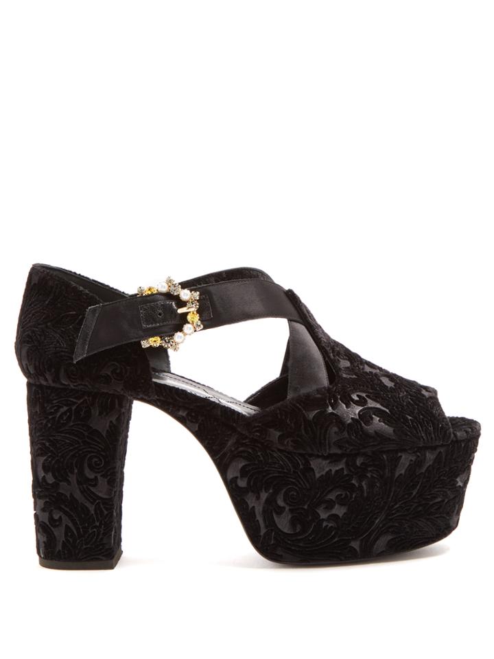 Erdem Phillipa Velvet-brocade Platform Sandals