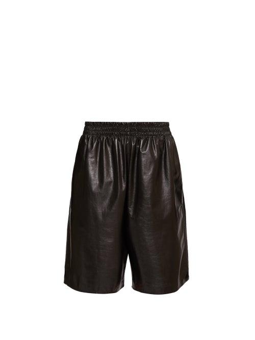 Ladies Rtw Bottega Veneta - Elasticated-waist Leather Shorts - Womens - Black
