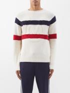 Moncler - Logo-embossed Striped Wool-blend Sweater - Mens - Cream Multi