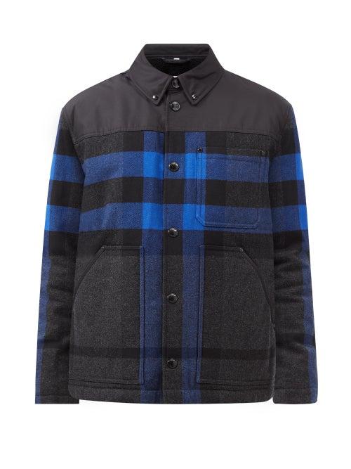 Burberry - Corwin Checked Wool-blend Jacket - Mens - Blue Multi