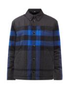 Burberry - Corwin Checked Wool-blend Jacket - Mens - Blue Multi