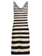 Matchesfashion.com Marni - Striped Knitted Wool-blend Midi Dress - Womens - Black White