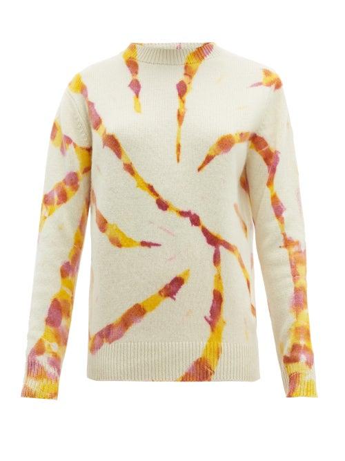 Matchesfashion.com The Elder Statesman - Tie Dyed Cashmere Sweater - Womens - Ivory Multi