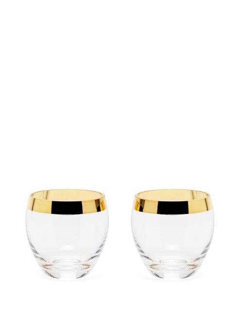 Matchesfashion.com Aerin - Set Of Two Gabriel 24kt Gilded-edge Glasses - Gold Multi