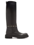Matchesfashion.com Valentino - Rockstud Knee High Leather Boots - Womens - Black