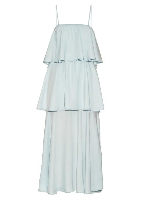 Raey Tiered Denim Midi Dress
