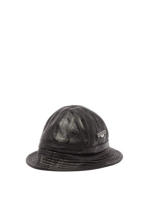 Matchesfashion.com Marine Serre - Moon-print Leather Bucket Hat - Womens - Black