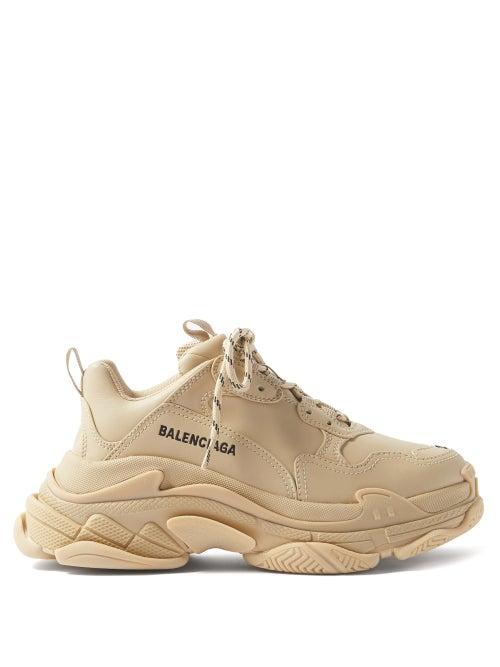 Balenciaga - Triple S Faux-leather Trainers - Womens - Beige