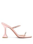 Amina Muaddi - Gilda Crystal-embellished Satin Sandals - Womens - Pink Multi