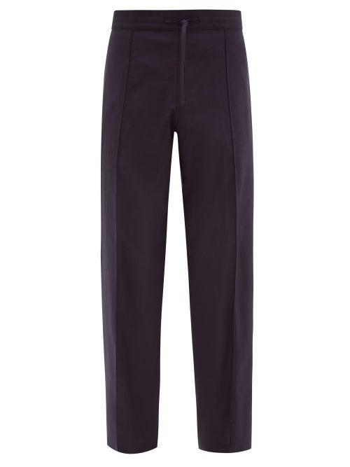 Matchesfashion.com Dunhill - Loose Fit Twill Trousers - Mens - Navy