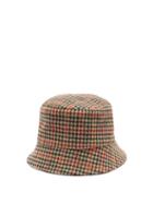 Matchesfashion.com Prada - Houndstooth Wool Tweed Bucket Hat - Womens - Green
