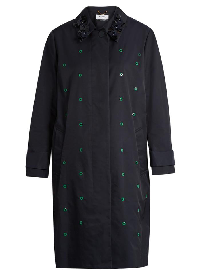 Muveil Eyelet-embellished Single-breasted Coat