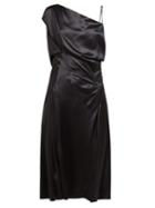 Matchesfashion.com Versace - Asymmetric Silk Satin Slip Dress - Womens - Black