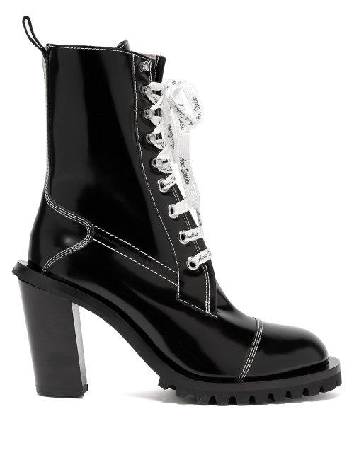 Matchesfashion.com Acne Studios - Block Heel Topstitched Leather Ankle Boots - Womens - Black