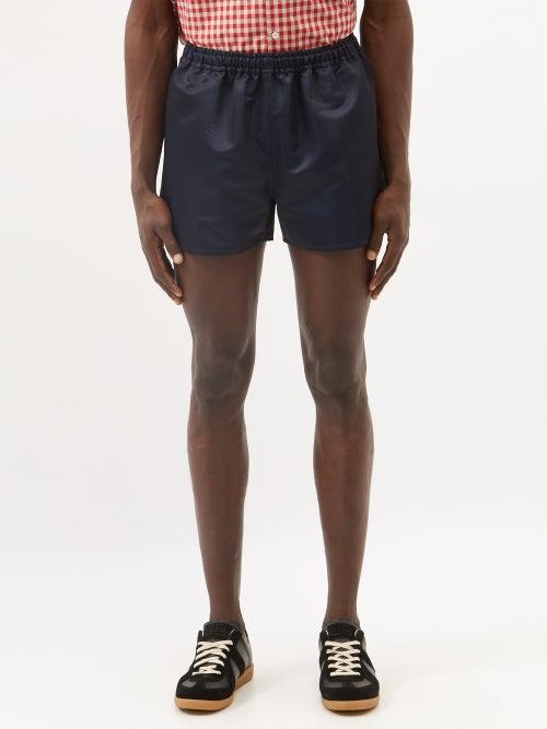 Molly Goddard - Ciaran Satin Shorts - Mens - Navy