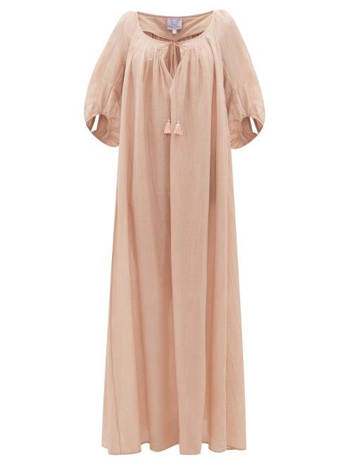 Matchesfashion.com Thierry Colson - Eva Drawstring Cotton-blend Maxi Dress - Womens - Pink