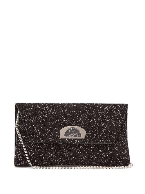 Matchesfashion.com Christian Louboutin - Vero Dodat Embellished Suede Clutch - Womens - Black Silver