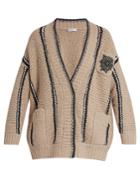 Brunello Cucinelli Embellished Striped Wool-blend Cardigan