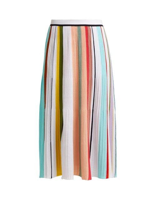 Matchesfashion.com Missoni - Striped Pleated Cotton Skirt - Womens - Multi Stripe