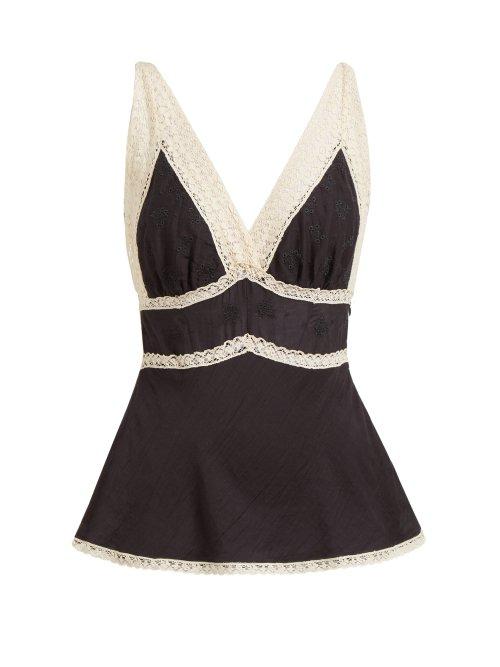 Matchesfashion.com Mes Demoiselles - Floria Cotton Blend Top - Womens - Black