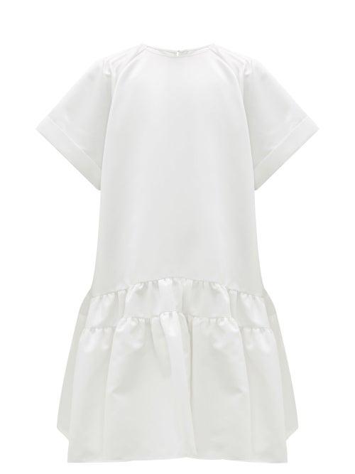 Matchesfashion.com Rochas - Tie-back Tiered Duchess-satin Dress - Womens - Ivory
